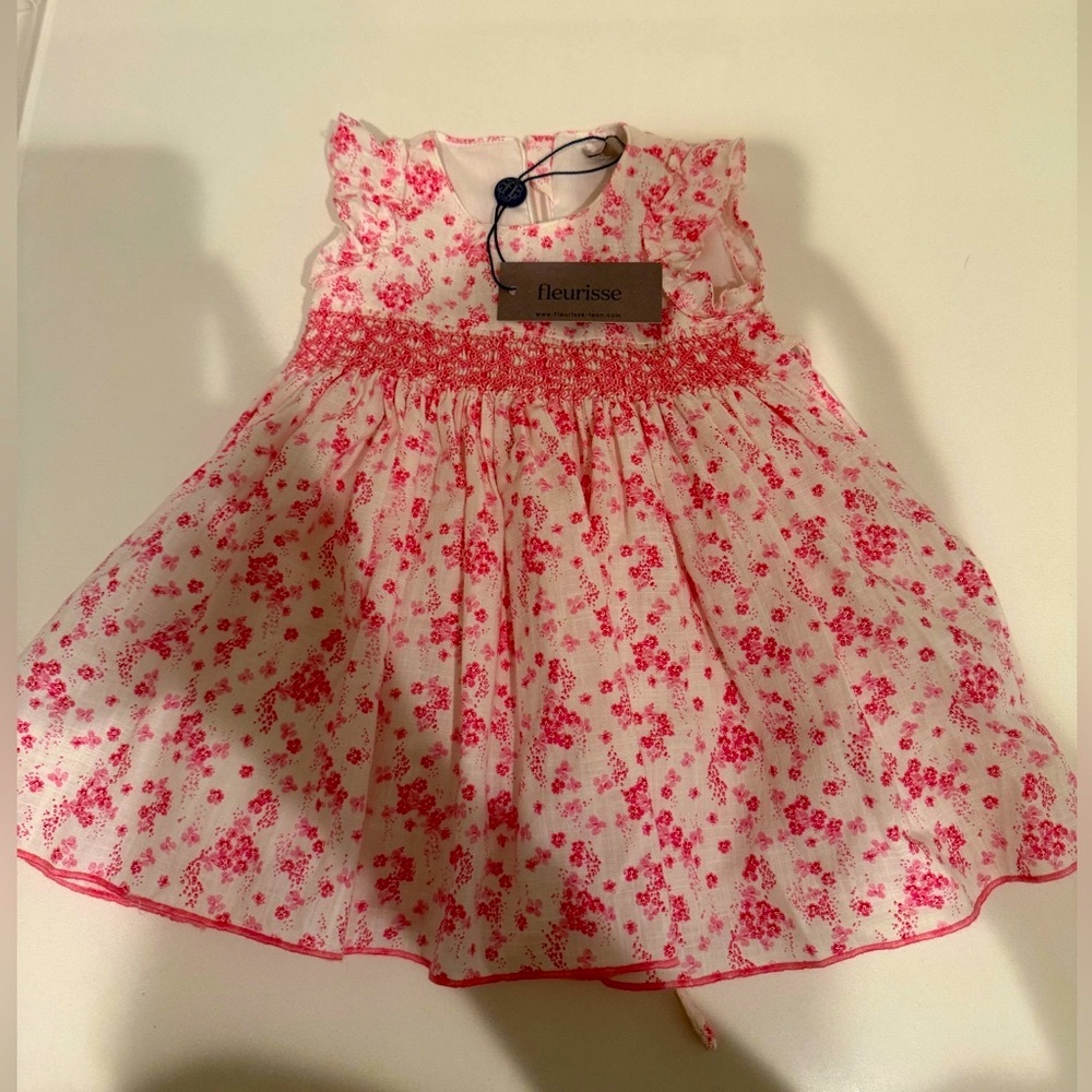 Fleurisse Honeysuckle Floral Flame Baby Dress (6m)